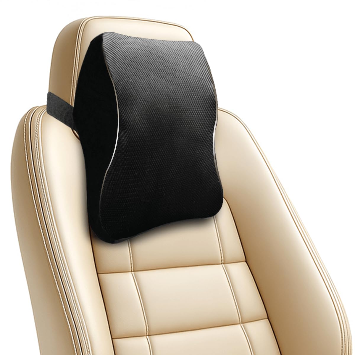 Trajectory Car Neck Rest Pillow Memory Foam Cushion for Car Seat I Head Rest for Neck & Cervical Comfort for Men and Women Black (As seen on Shark Tank)