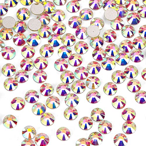 3000Pcs Flat Back Glass Rhinestones for Bedazzling(2.4mm,Crystal AB)
