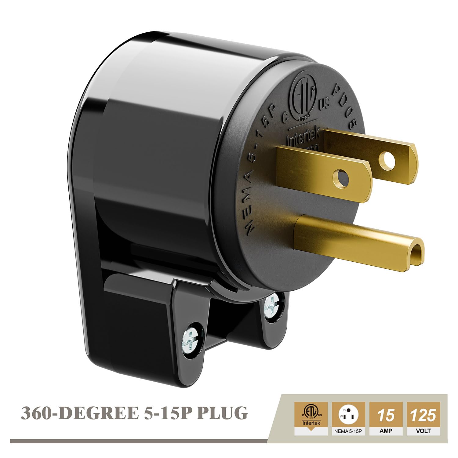 DeliciousTaylormade QUADFACE  NKT×AC Right Angle Nema 5-15P 15A 125V AC Plug, ETL Listed Easy