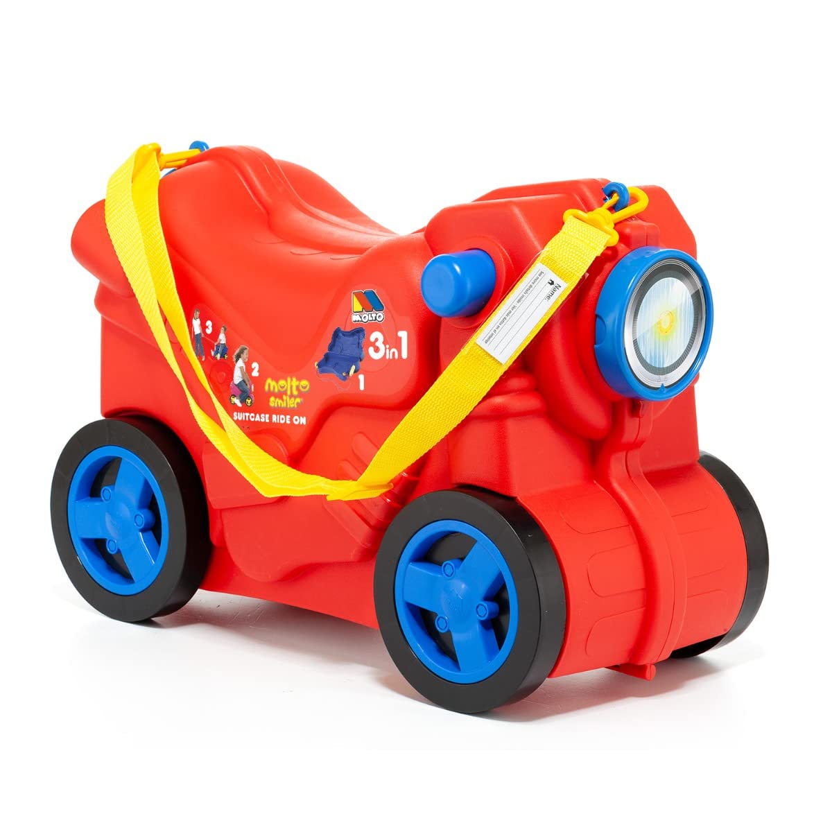MOLTO | Kinderkoffer Molto Moto Rot | Kinderreisekoffer, Kinderhandgepäck, Kinderhandgepäck, Lernspielzeug für Kinder, Für Kinder ab 36 Monaten