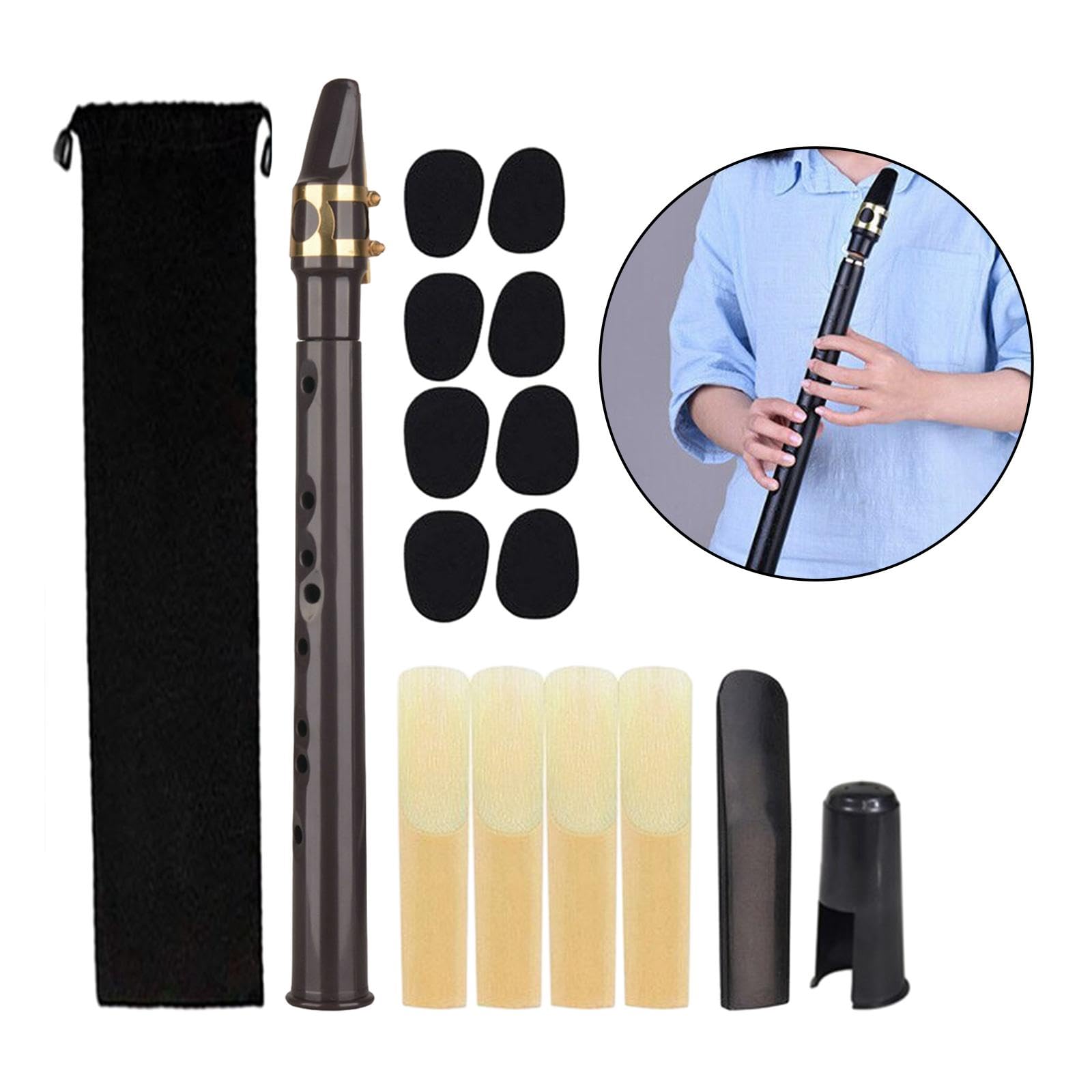 Kit de Mini Saxophone avec Bec et étui de Transport - Idéal pour Les Débutants et Les Professionnels, Café