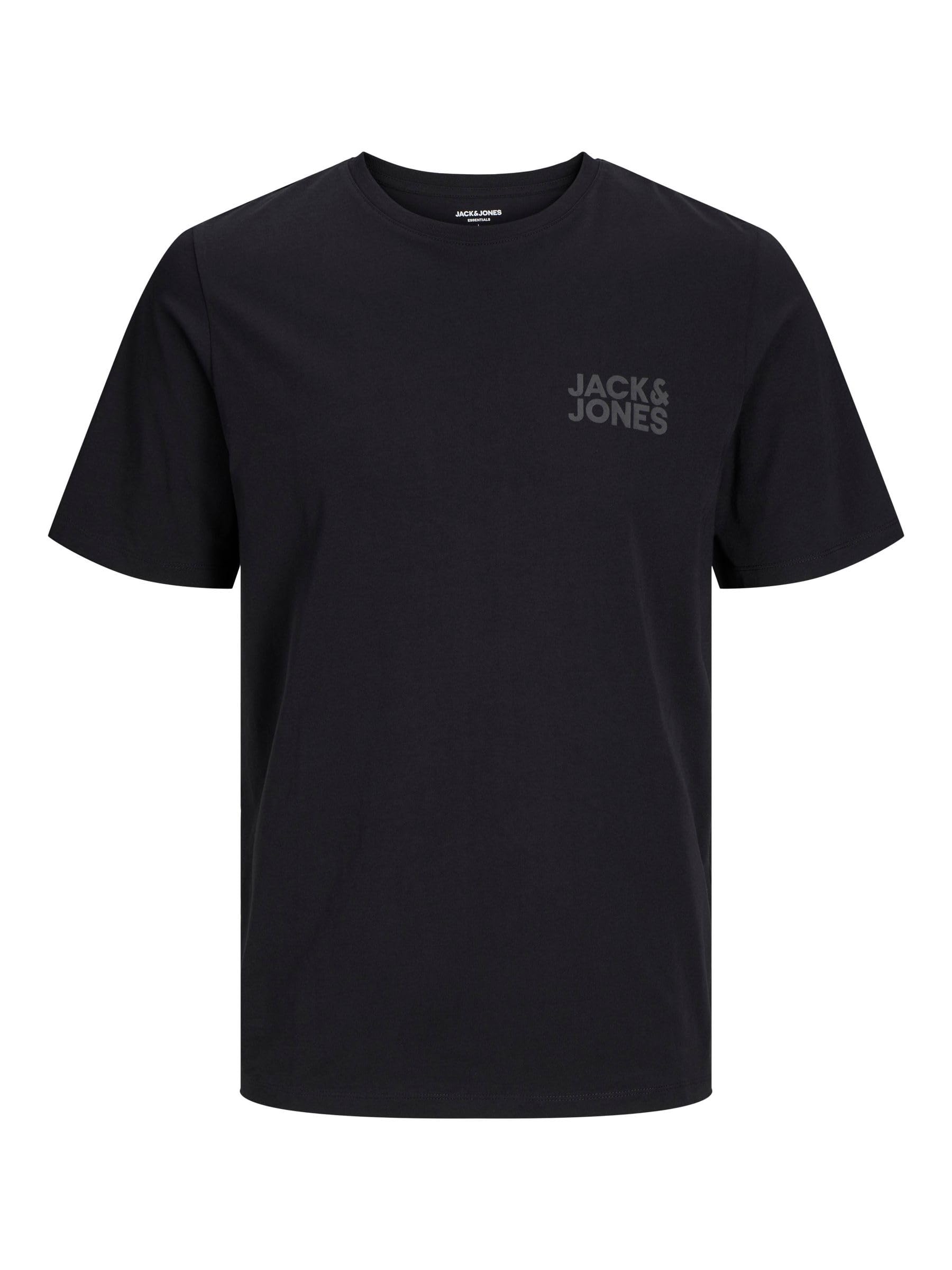 JACK&JONES PLUS Men's Jjecorp Logo Tee SS O-Neck Noos Pls T-Shirt, Black/Detail:Small Print/Black, 2XL