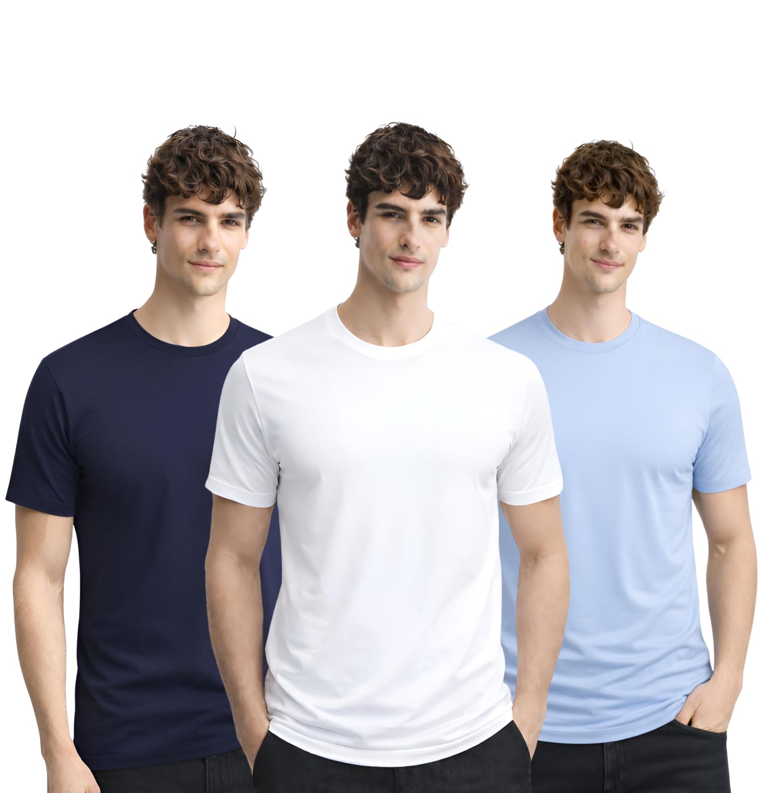 T-shirt unie en coton homme respirant ADRO Lot de 3 maillots anti-transpiration - 8