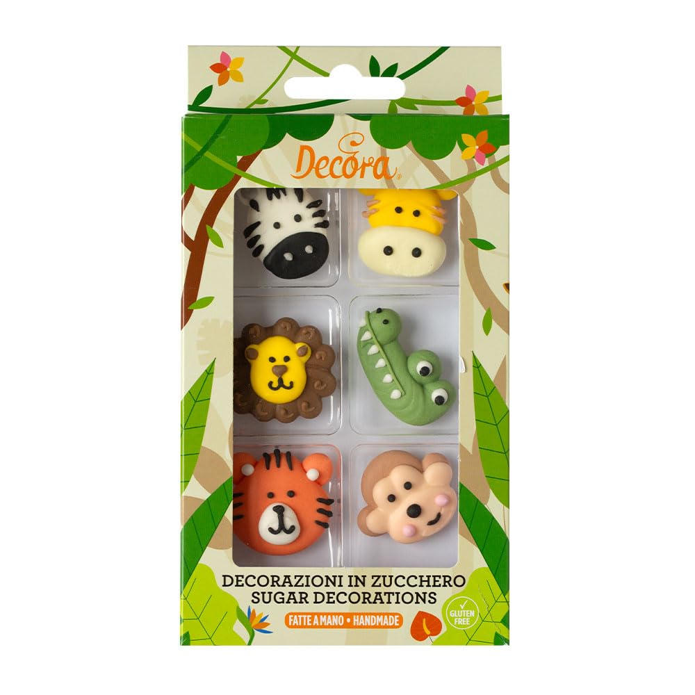 Decora 0500297 Zestaw 6 ozdób z dżungli z cukru