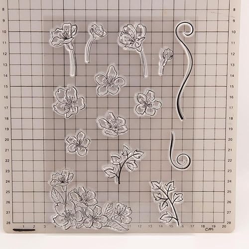 Miniatura 2 de Arbuya Sellos transparentes de flores y hojas para hacer diarios de arte o hacer tarjetas, sellos transparentes de silicona floral para tarjetas,