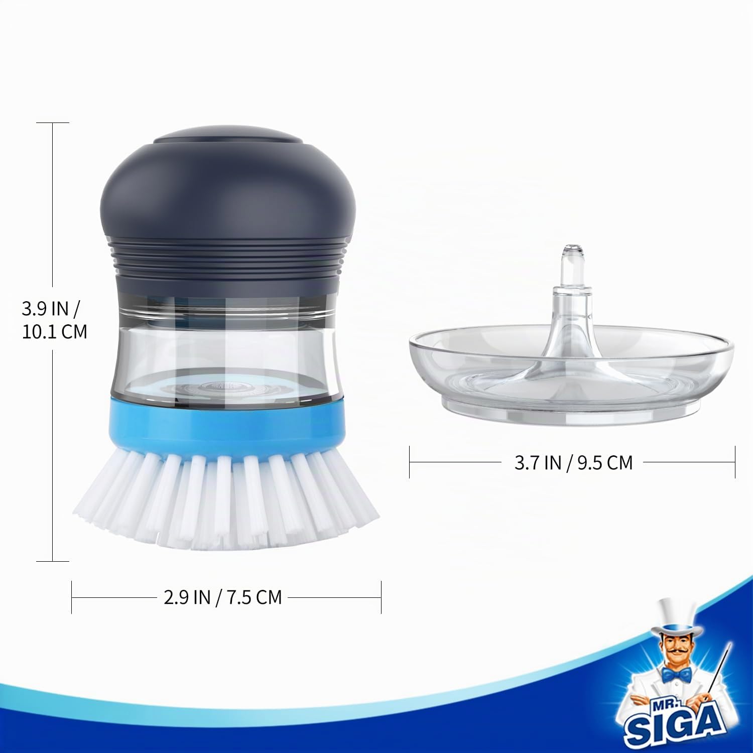 MR.SIGA Juego de Almacenamiento de Cepillo de Palma con Soporte para Limpieza de Fregadero