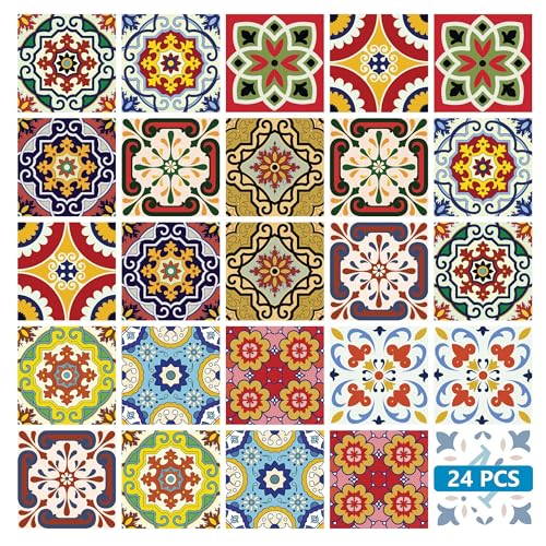Backsplash Tile Stickers 24 PC Set Authentic Traditional Talavera Tiles