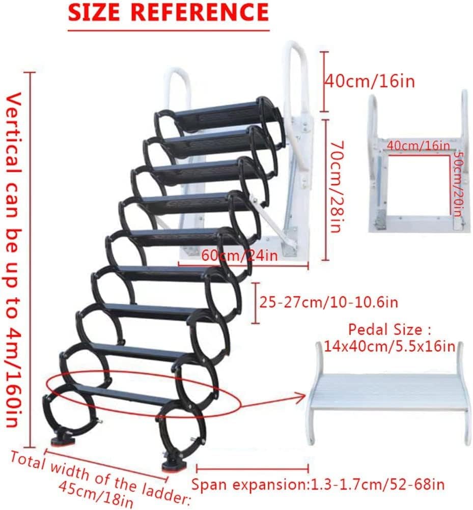 Attic Stairs Loft Ladder Telescoping Ladder Folding Extension Ladder Wall Mounted Attic Steps Pull Down Attic Ladder for Home