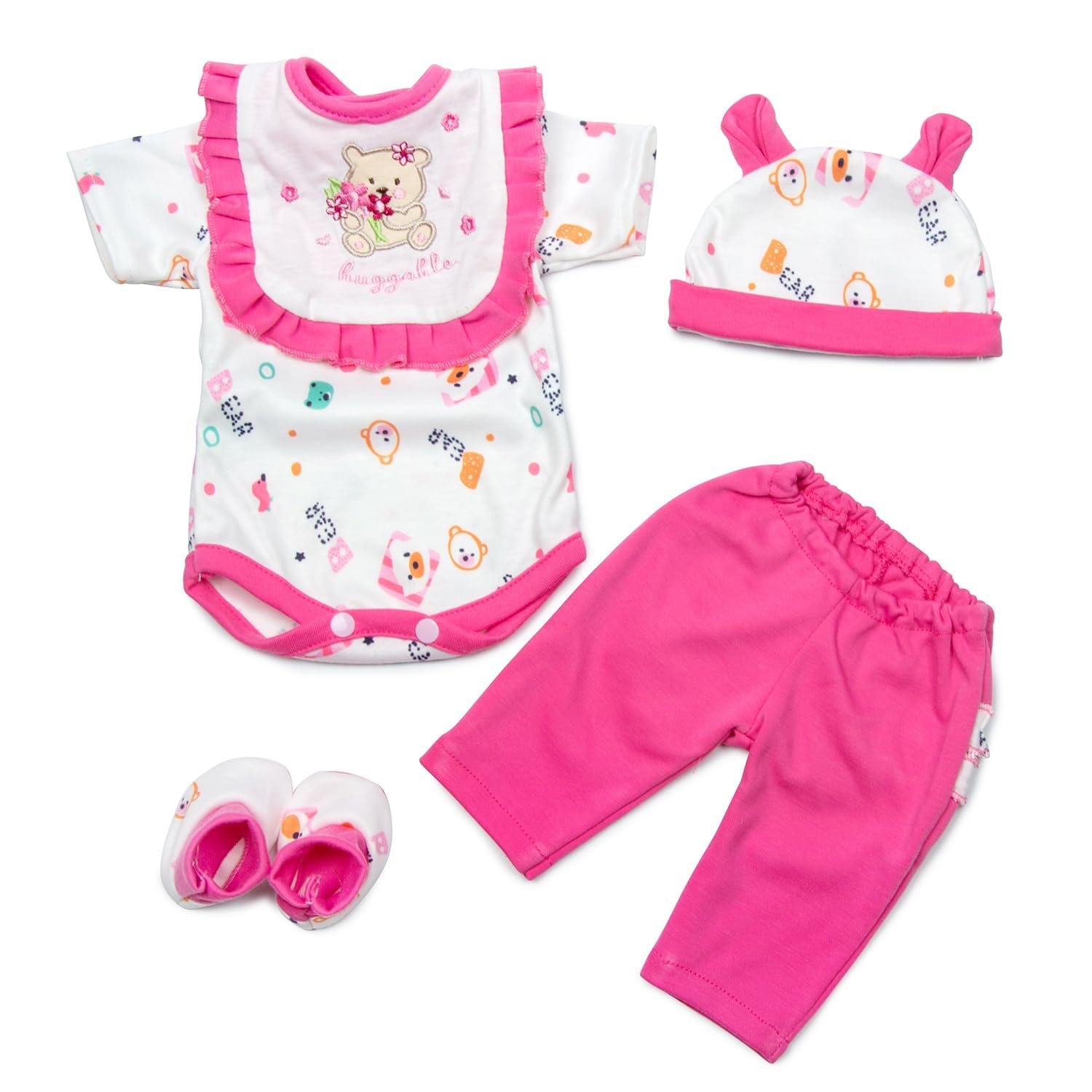 Ropa de muñeca Reborn de 5 piezas, conjunto de ropa de niña para muñecas Reborn de 16 a 18 pulgadas, ropa de muñeca de bebé niña 6