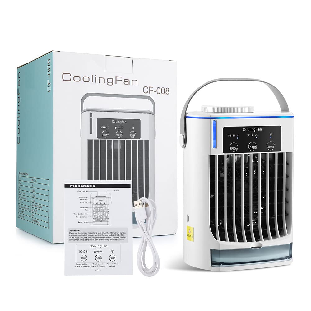 Climatiseur Caravane 3 Vitesses réglables Clim Portative, Faible Bruit Air Conditioner Portable Utilisé pour Camping Car, Voiture, Bureau, Chambre, ExtéRieur