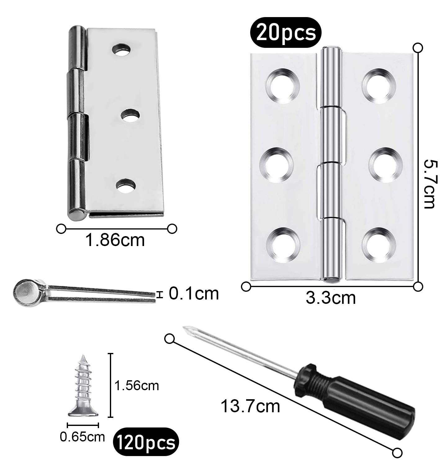 20 Cerniere Per Legno In Acciaio Inox - Con 120 Viti, Per Armadi, Porte E Finestre - Foto 12