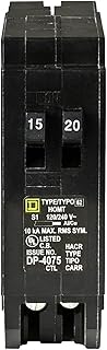 Square D by Schneider Electric HOMT1520CP Square D Homeline, Single Pole Tandem Circuit Breaker, 1 Count (Pack of 1), Black