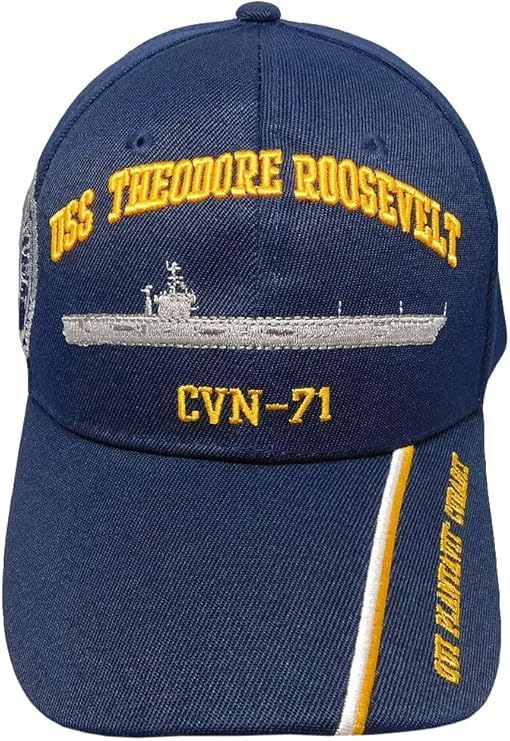 Flakita's Novelties United States USS Theodore Roosevelt CVN-71 Military Veteran Adjustable Embroidered Cap Hat Blue