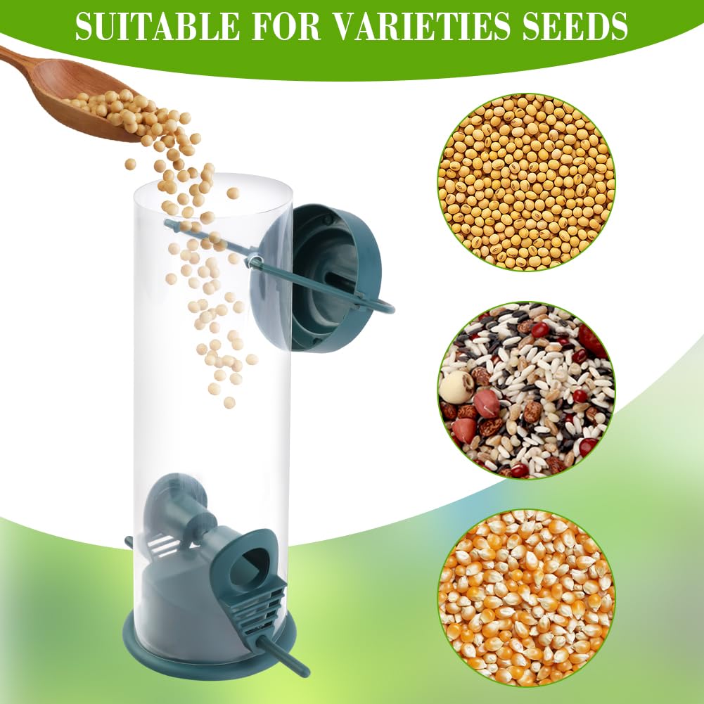 OFFCUP Comedero para Pájaros, 1PCS Colgando Alimentador, Comedero de Semillas de Aves Silvestres con 2 Lugares de Acceso, Comedero para pájaros en Forma de Columna para Mezclas de Semillas (Verde) — view 6