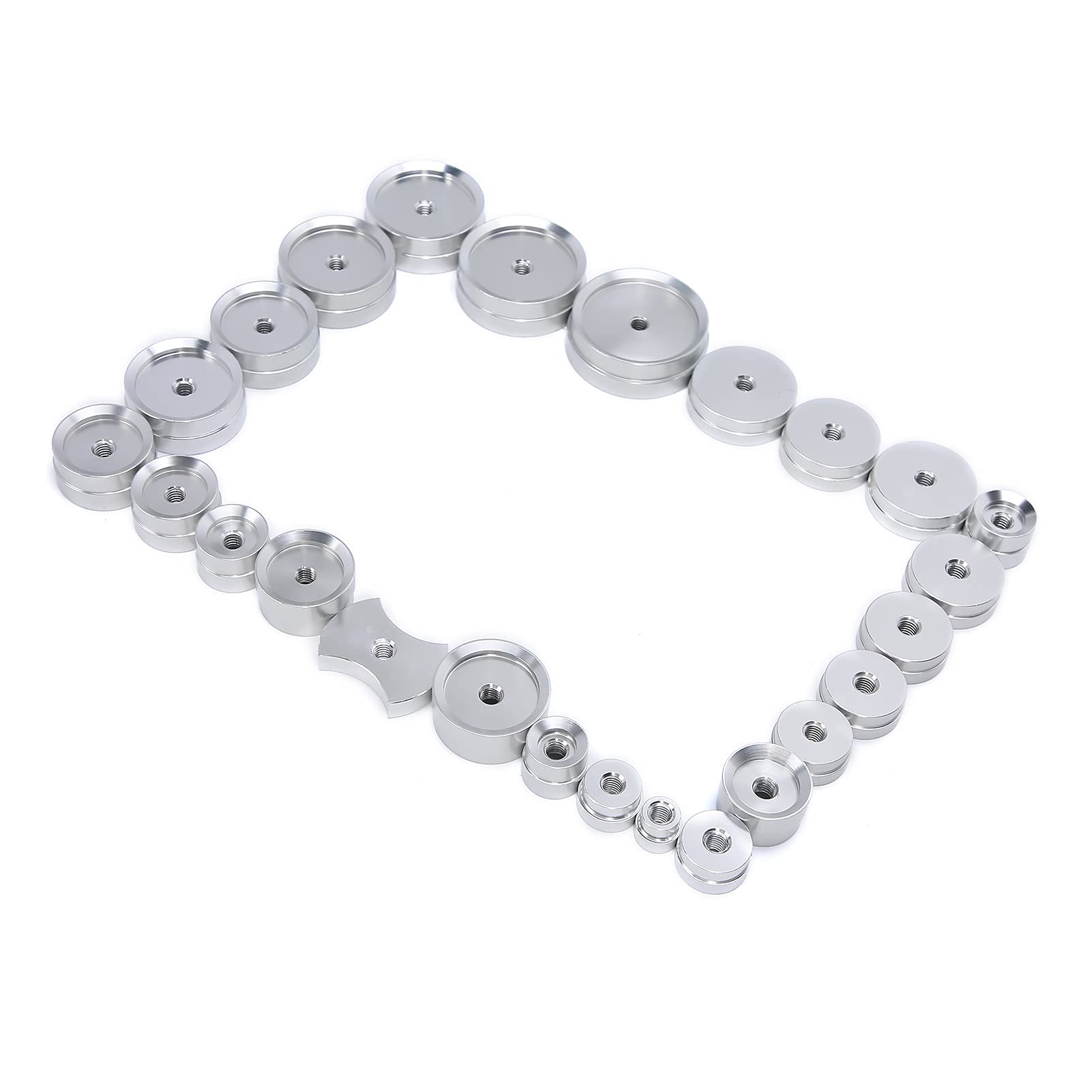 25PCS Tappatrice per orologi Pressa per stampi in lega di alluminio Set di chiusure per fondello dell'orologio per orologiaio Orologio da polso Chiusura della copertura