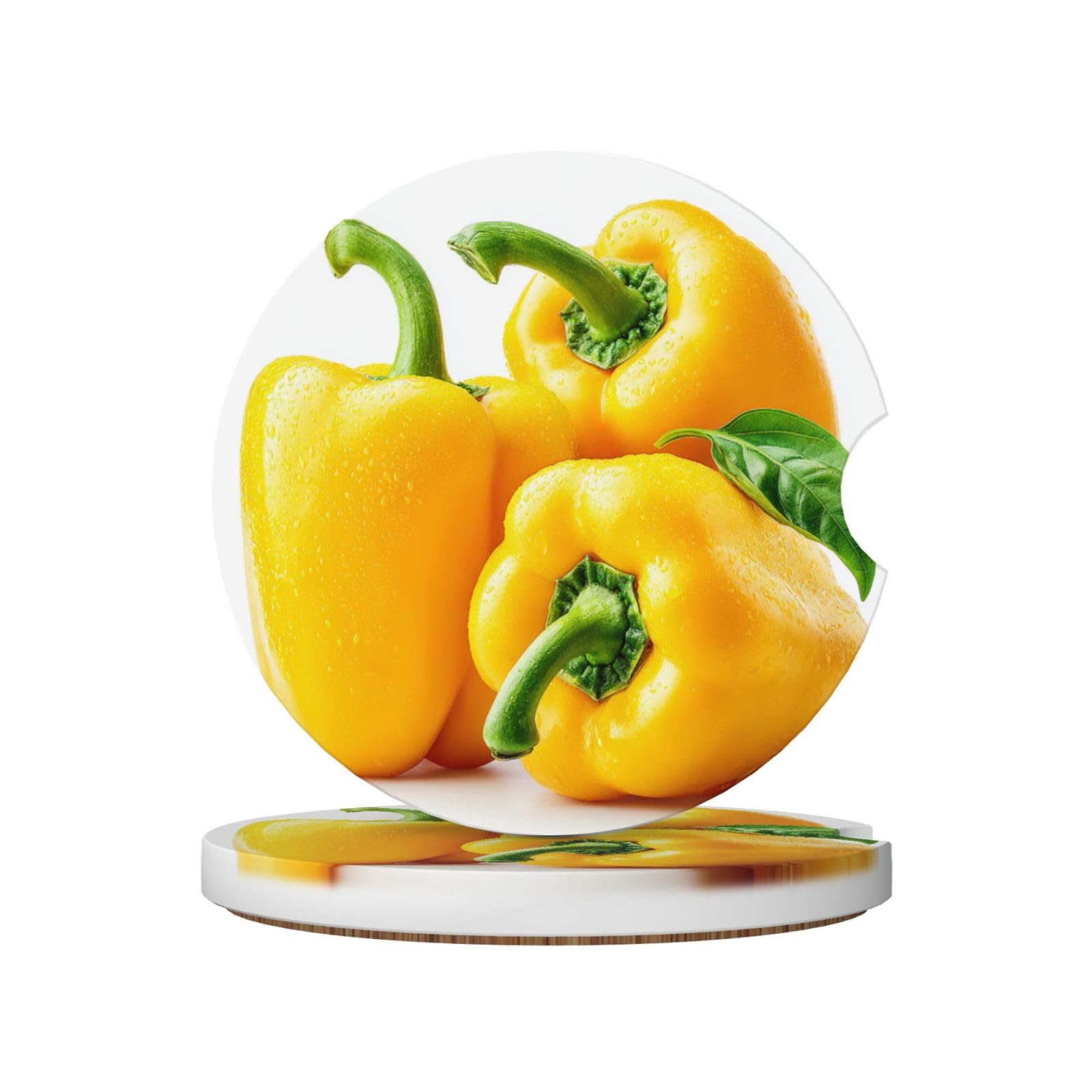 Yellow Paprica Ceramic Coasters,2pcs