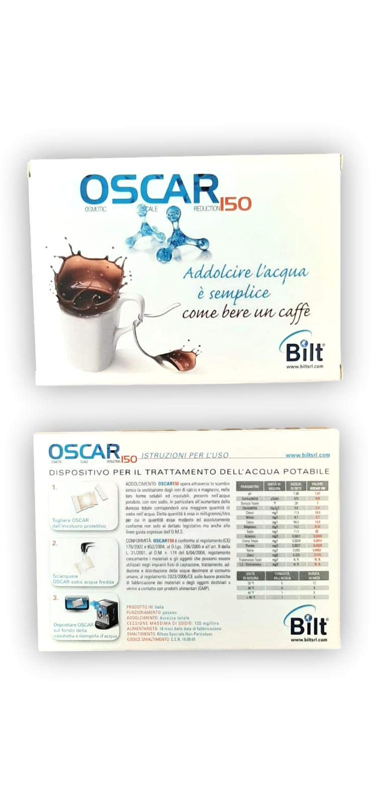 Bilt Filtro Anticalcare Universale Bilt Oscar 150 per tutte le Macchine da Caffe (Oscar 150)
