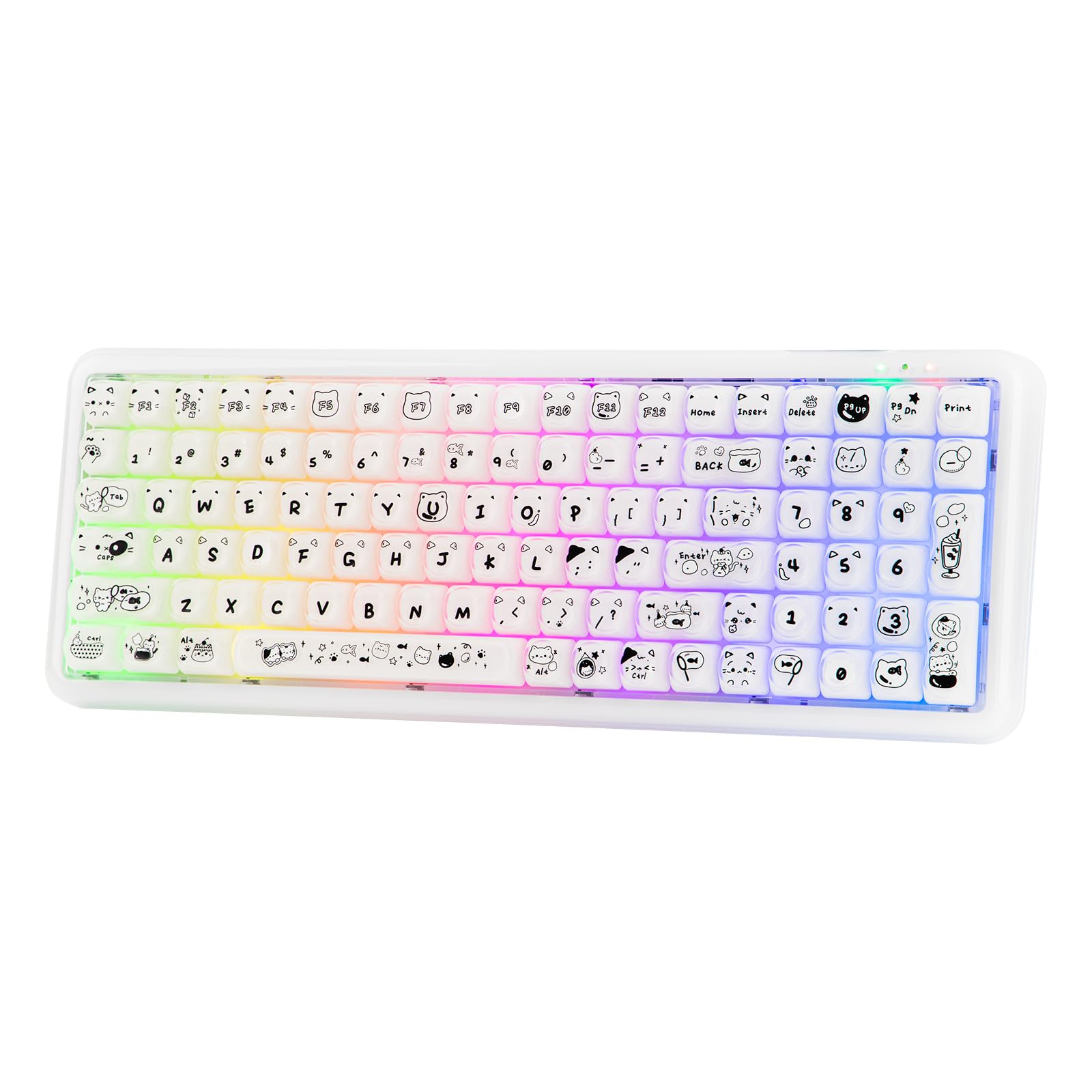 MechLands X Maorbeng X100 PRO Tastiera da gioco a membrana con tastierino numerico, retroilluminazione RGB, tastiera wireless per computer con batteria da 5000 mAh, BT/2.4G/USB-C, layout al 96% per