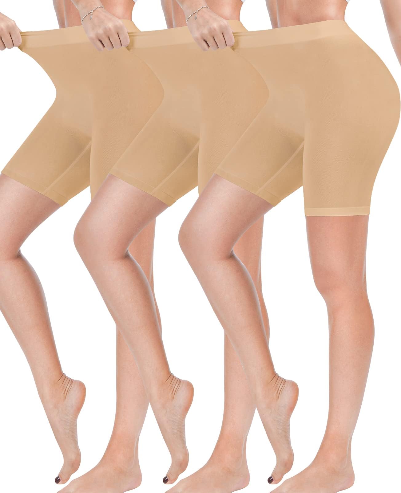 Reamphy 3 Pack Slip Shorts for Women Under Dress,Comfortable Smooth Yoga Shorts,Workout Biker Shorts