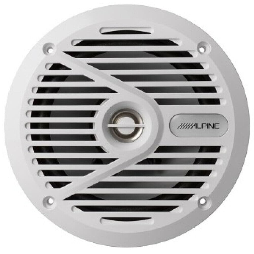 Kit Set para Alpine SPS-M601W 2 Altavoces Marinos coaxiales de 2 vías Blancos 16,5 cm 165 mm 6,5" Impermeables a Prueba de Agua 35 vatios rms 110 vatios máx 4 ohmios, Piscina Barco mar, por par