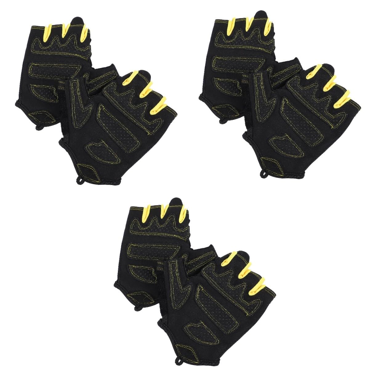 PACKOVE 3paia Guanti Da Ciclismo Antiscivolo Mezza Dita Per Sport All Aperto Guanti Fitness Traspiranti Regolabili e Resistenti Per Escursionismo Ciclismo e Sollevamento Pesi