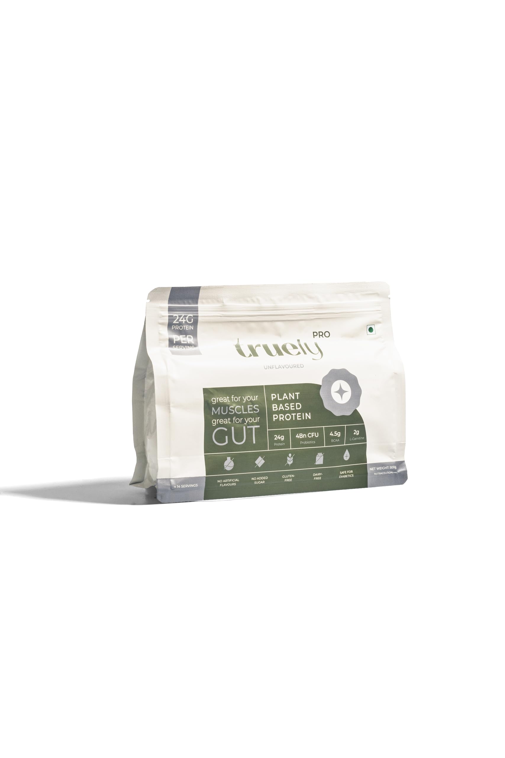 Truely Health Pro - Vegan Plant Protein|24G Protein/Serving|4 Bn CFU Probiotics|3 Protein Sources - Pea,Brown Rice & Moong Bean|No Artificial Flavours|THIRD-PARTY TESTED (500 Gm,Unflavoured)-image-4