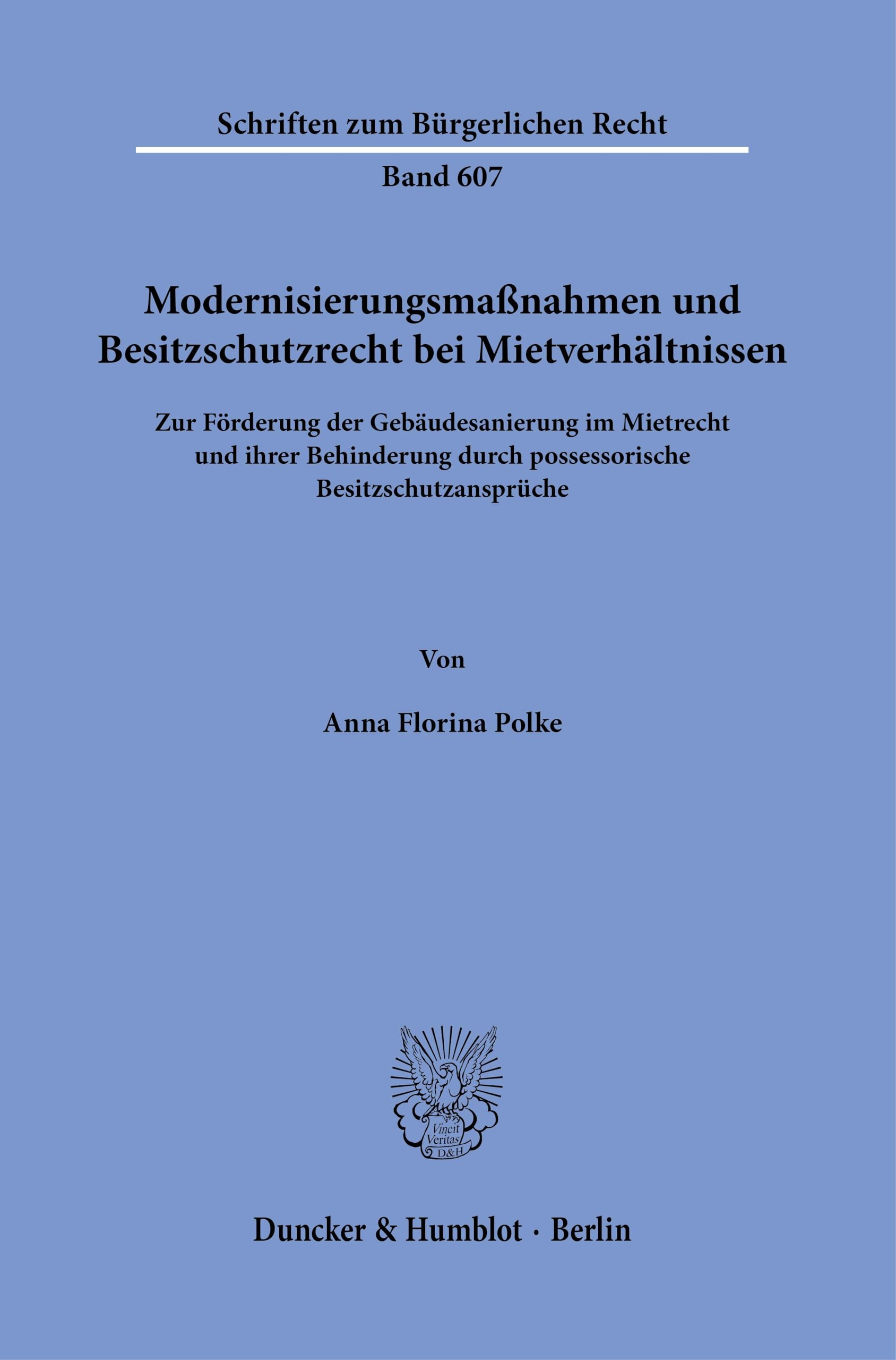 Modernisierungsmaßnahmen und Besitzschutzrecht bei Mietverhältnissen: Zur Förderung der Gebäudesanierung im Mietrecht und ihrer Behinderung durch ... 607 (Schriften zum Bürgerlichen Recht, 607)