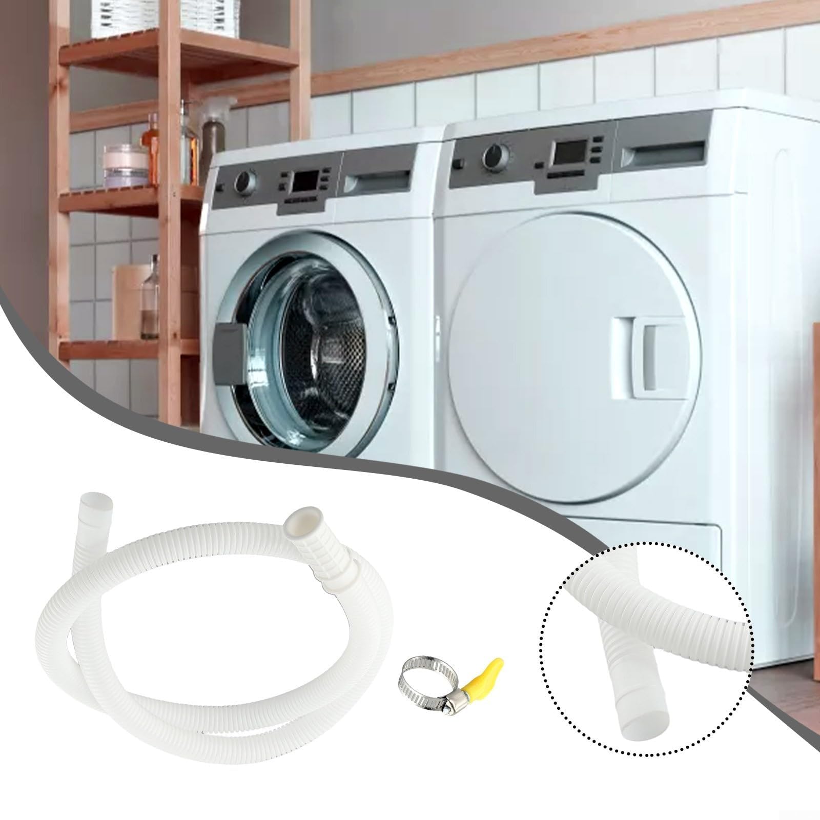 Manguera de entrada de agua para lavadora semiautomática compatible con sistemas de drenaje de aire acondicionado, manguera TPE de 1 metro con abrazadera