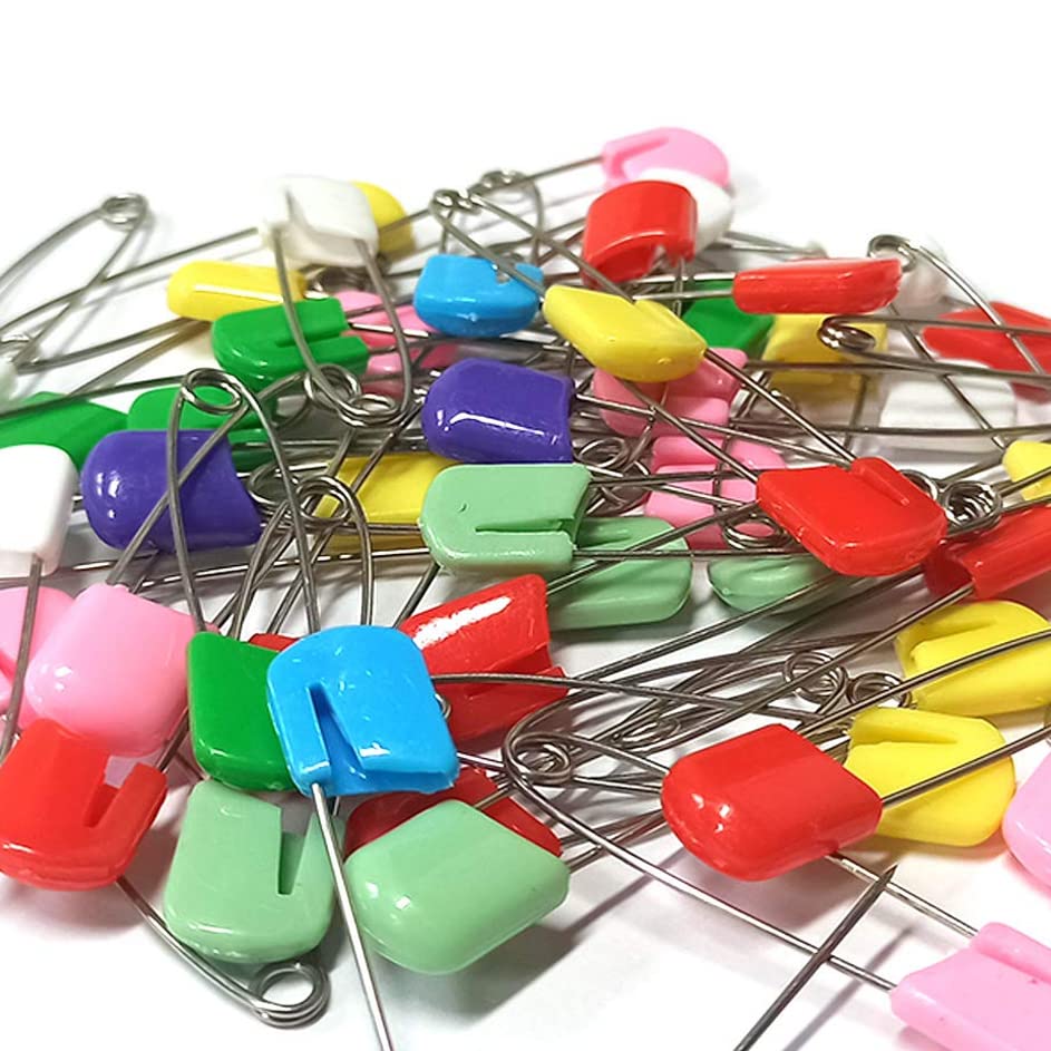 Spille da Balia 50 PCS Spille di Sicurezza Grandi Piccole con Testa Colorata Clip in Plastica