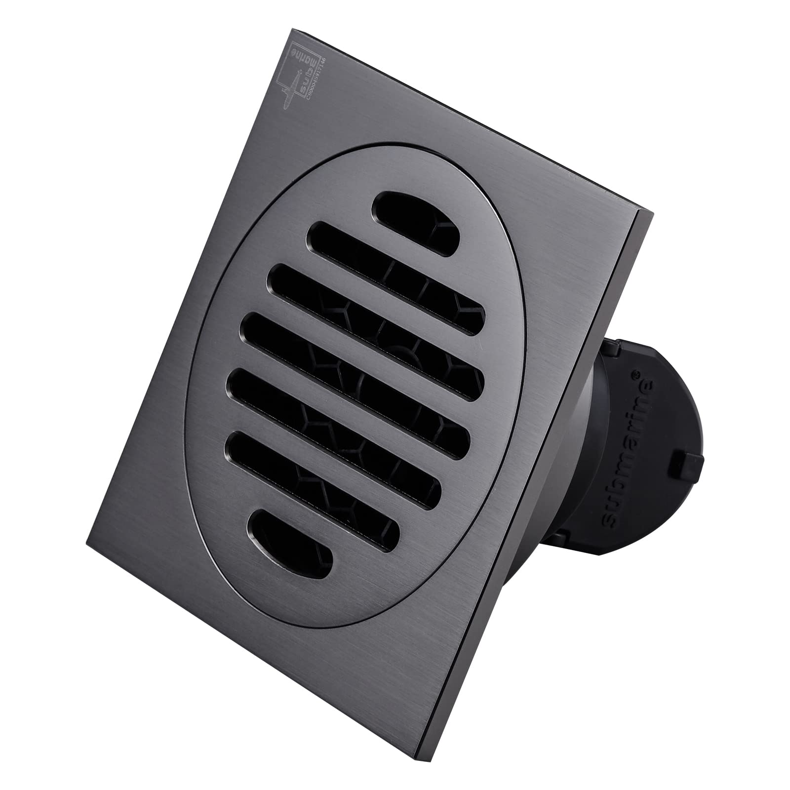 Photo 1 of SUBMARINE Square Shower Drain 4 Inch, Built-in Shower Drain Cover, Hair Filter Screen and Floor Drain Backflow Preventer, Quick Drainage, Prevent Odor, Suitable for Bathroom and Kitchen Gun Gray