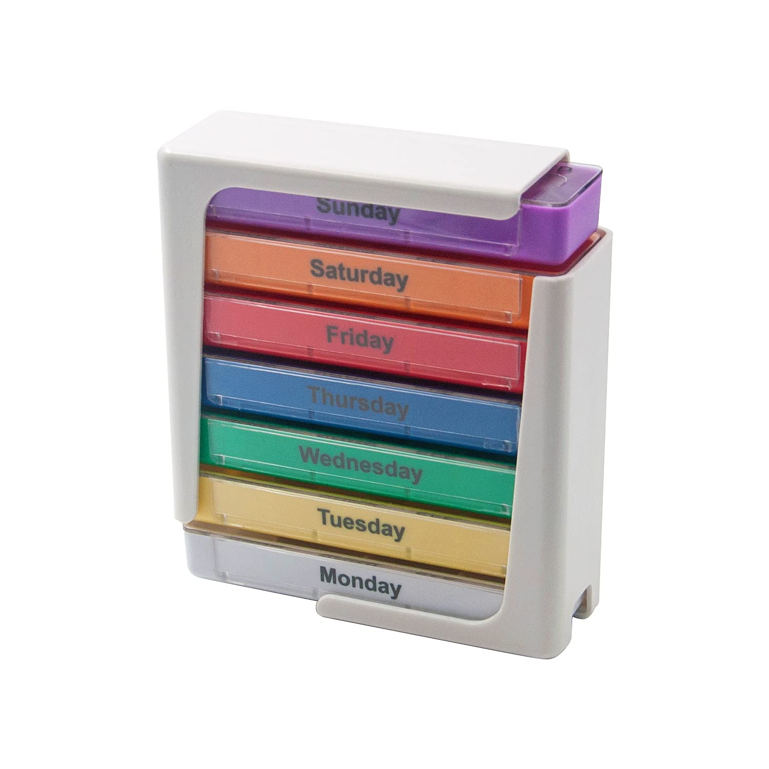 Pill Organiser, Weekly Pill Organizer, 1 Dispenser, 7 Stackable Compartments Four Times-a-Day - Morning, Noon, Evening, and Bedtime， Travel Portable Medicine Container for Kid Men Women Elderly