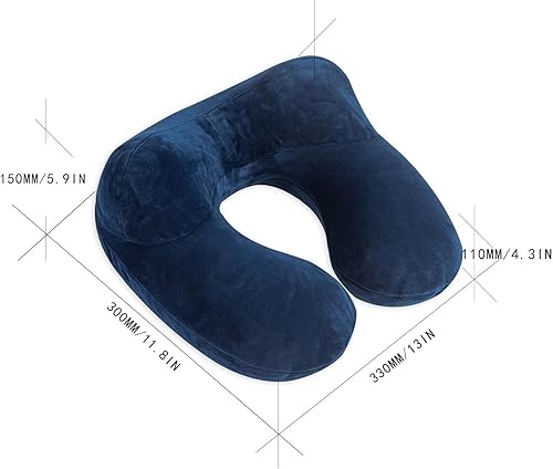 Miniatura 6 de Almohada inflable de viaje, soporte para el cuello para viajes, aviones, automóviles y oficinas con bolsa de transporte compacta, funda lavable de