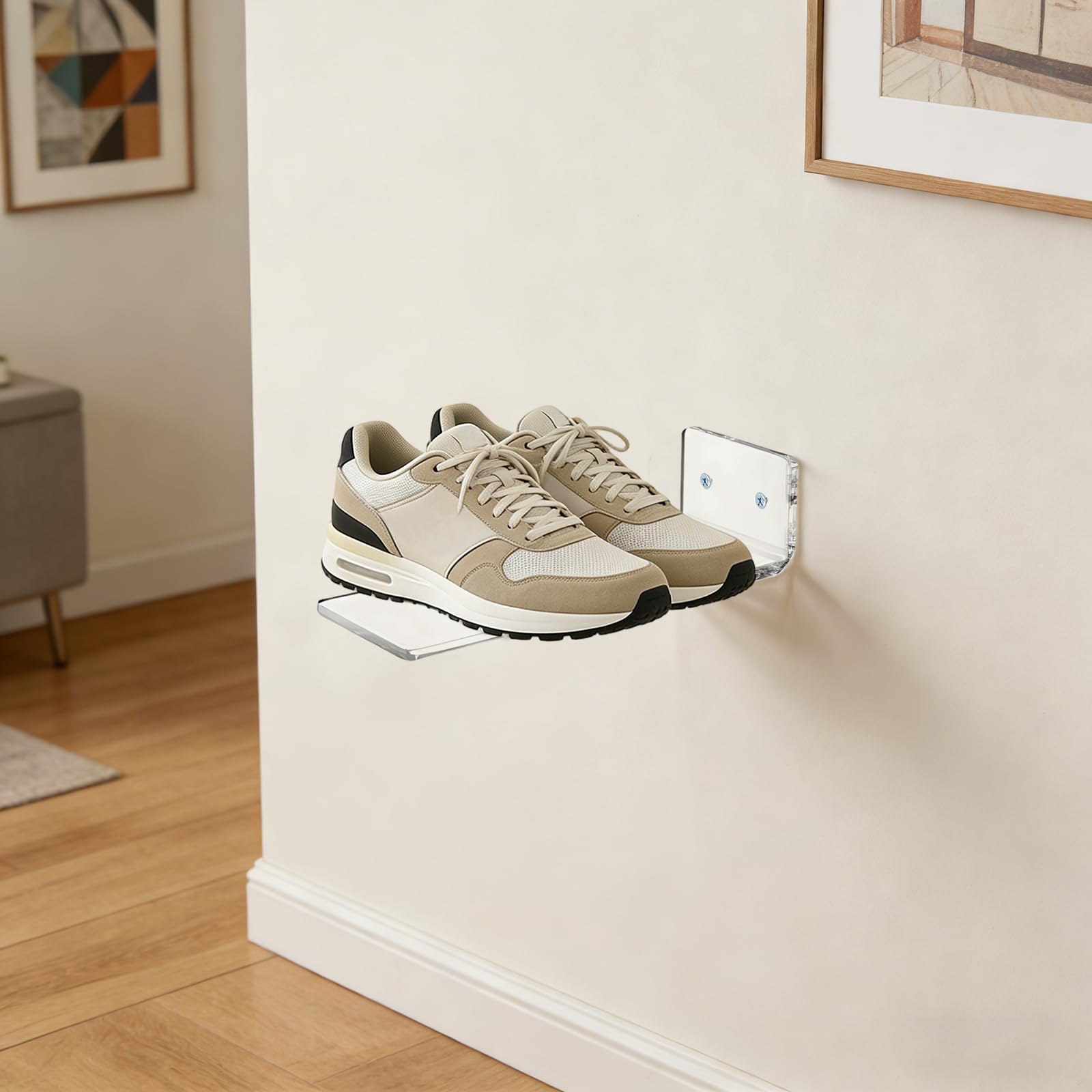 Schwebende Schuhregale, Sneaker-Display-Regale, Wandhalterung, klares Acryl, verwandeln Schuhe in eine Kunst, leicht zu reinigen, 20,1 x 7,6 x 4,1 cm