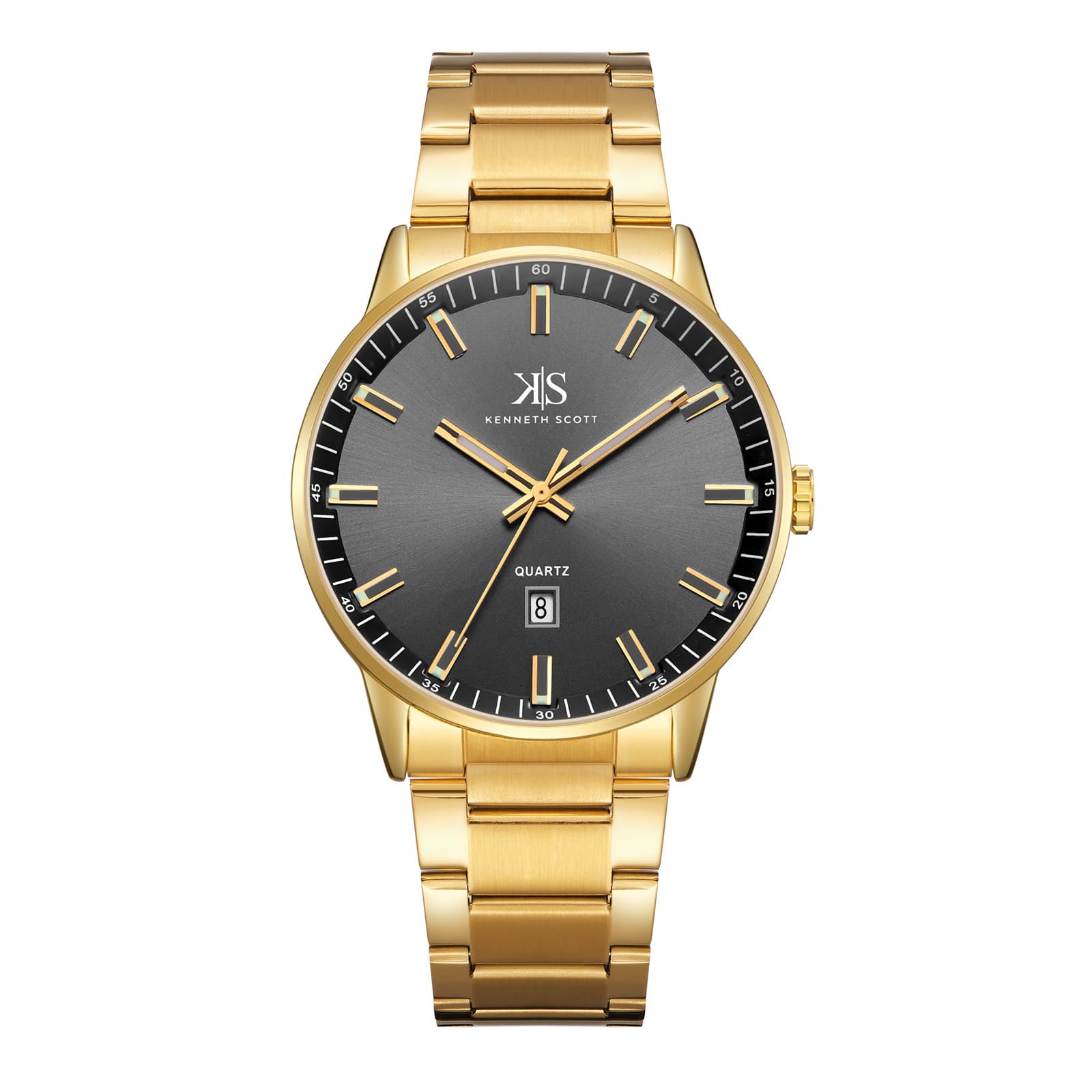 Men’s Analog Casual Watch | Black Dial, Gold Case & Strap, 42mm-K22010-GBGB