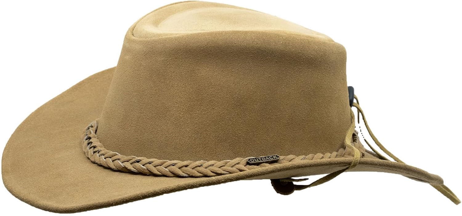 Outback Trading Unisex 13016 Warwick UPF 50 UV Protection Moisture-Wicking Western Outdoor Premium Leather Hat with Chin Cord