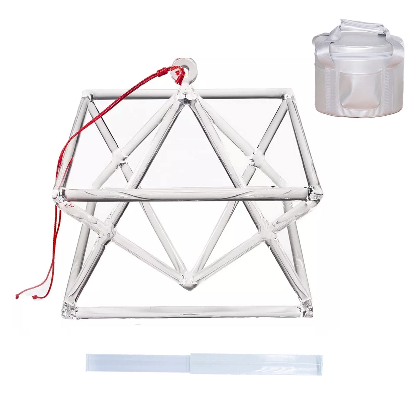 Chakra Cristallo di Quarzo otticamente Trasparente Che Canta Merkaba Pyramid Healing Strumento Musicale con Borsa ， miglior Regalo for la Meditazione e la Preghiera (Size : 8 inch And Bag)
