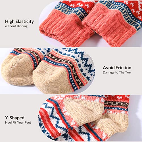 Tavaleu Wool Socks for Women - 5 Pairs Winter Warm Knit Soft Vintage Casual Crew Socks4