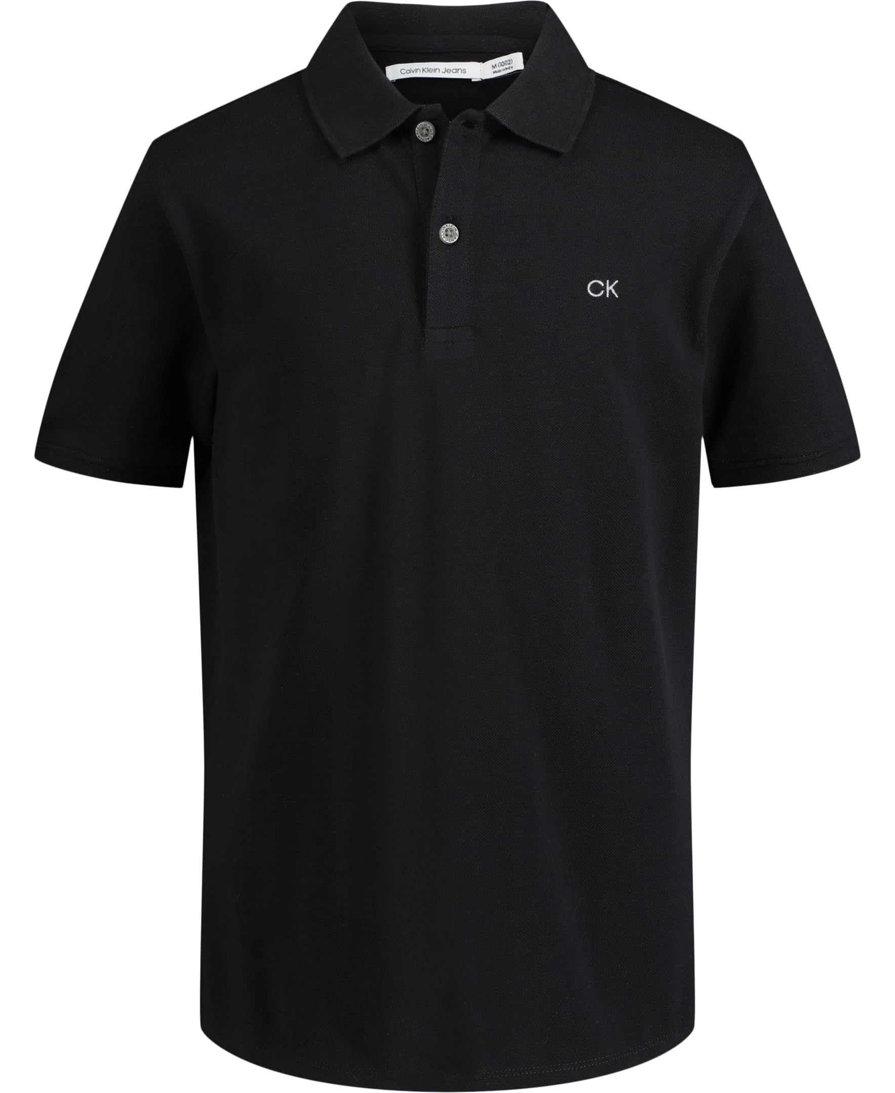Calvin Klein Boys Short Sleeve Micro Pique Solid Polo, Button Closure, Soft & Comfortable