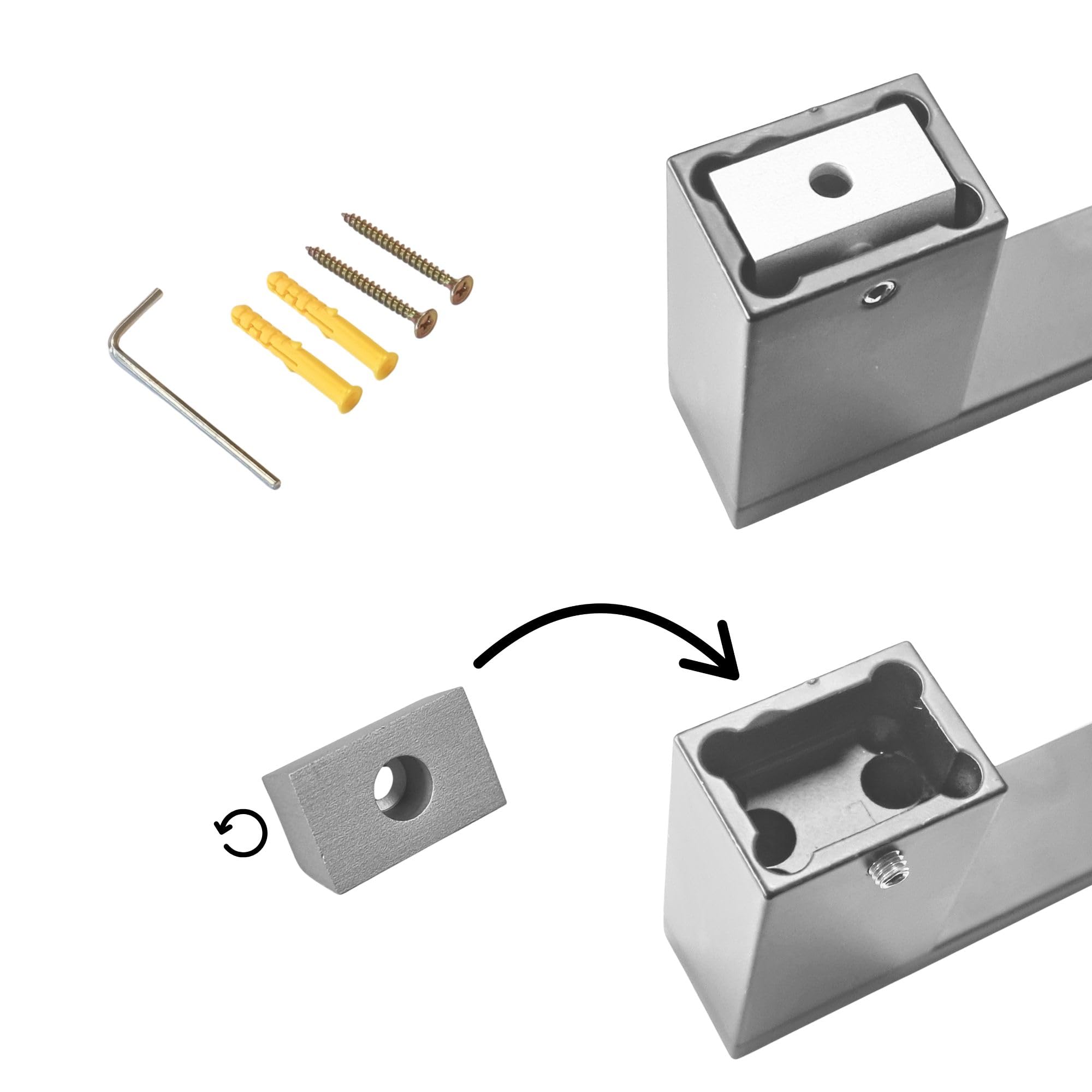 kalb | Portasciugamani Lenn in alluminio extra lungo (80 cm) per parete, doppio fissaggio, bagno e lavabo, nero o cromato, portasciugamani (cromato)