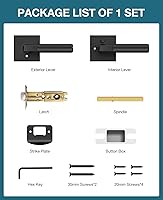 Vista 7 de Manija de puerta negra, cerraduras negras para dormitorio o baño, manijas de puerta resistentes para interiores con cerraduras para puertas zurdas
