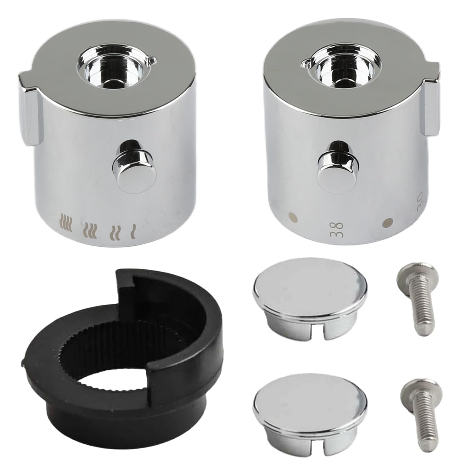 Tabanzhe Silver 1 Pair Shower Temperature Control Knob,Thermostatic Shower Knob Chrome,Shower Mixer Knob Replacement,Shower Valve Control Handle For Bathroom 9Mm