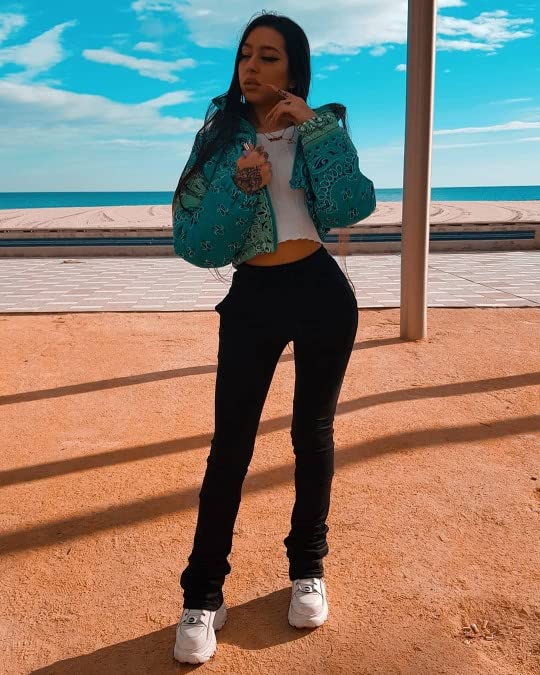 iXubem Women's Cropped Puffer Jackets Full Zip Lightweight Vintage Bandana Shiny Short Winter Bubble Coat Jacket4