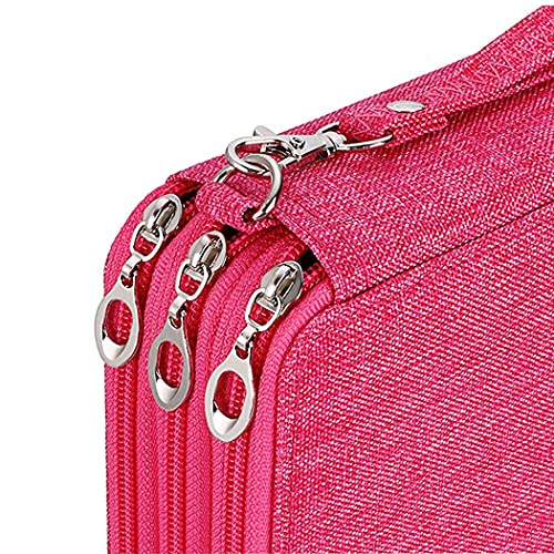 Image of Gullor Large Capacity 3 Layers Pencil Bag Pencil Holder Organizer - 78 Slots for Colored Pencils, Red