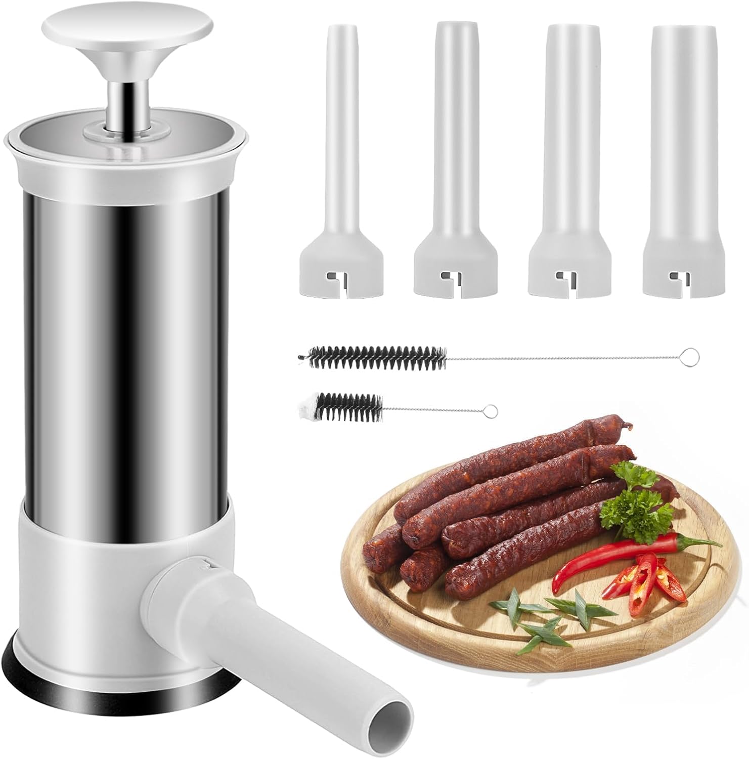 Sausage Stuffer, Kitchen Homemade Sausage Machine with 4 Stuffing Tubes, Vertical Sausage Maker Fast Sausage Filling, 2.2LBS