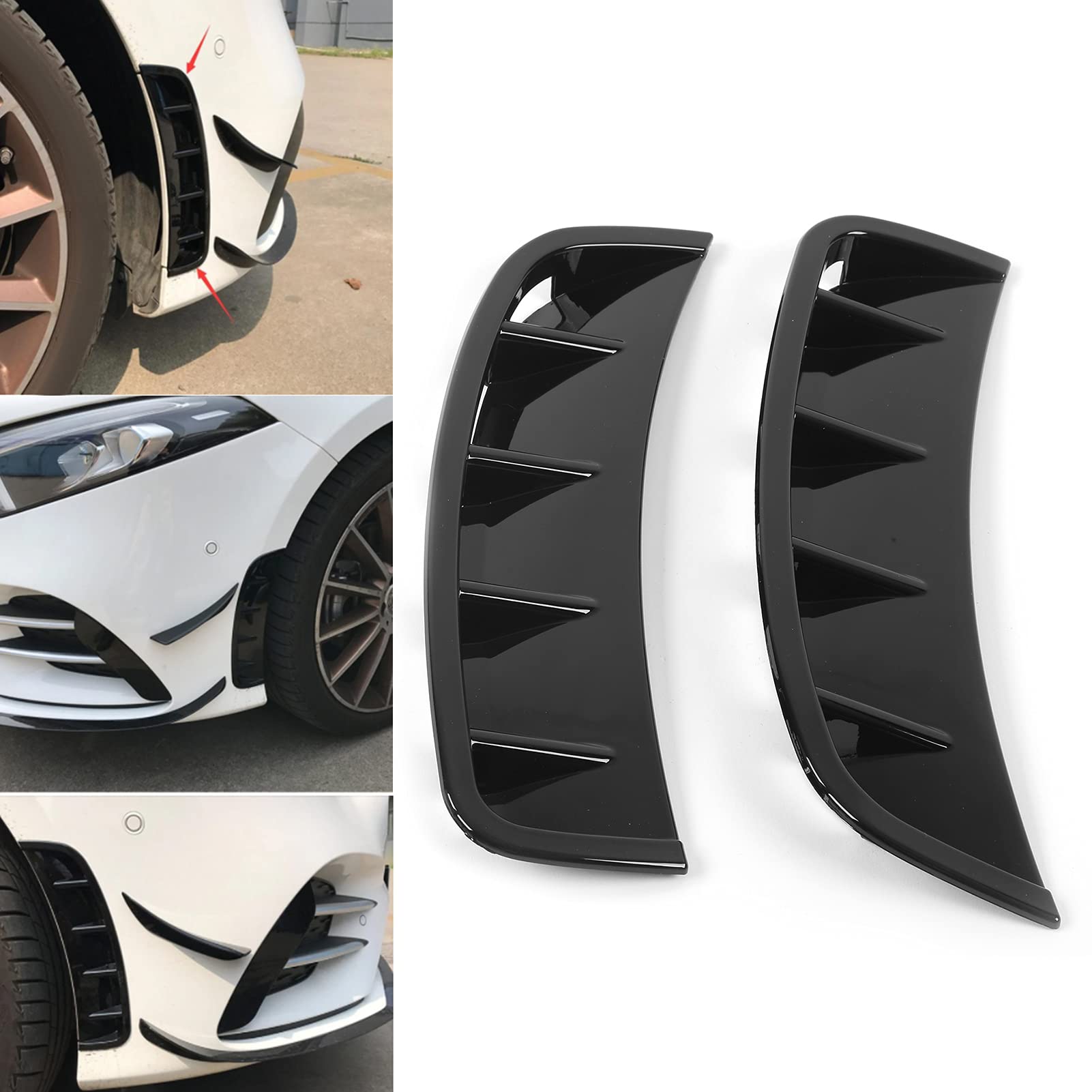 KIMISS Paraurti Labbro Diffusore, Paraurti Anteriore Side Trim Spoiler Sostituzione per Classe A Hatchback Berlina W177 AMG Line 2018+