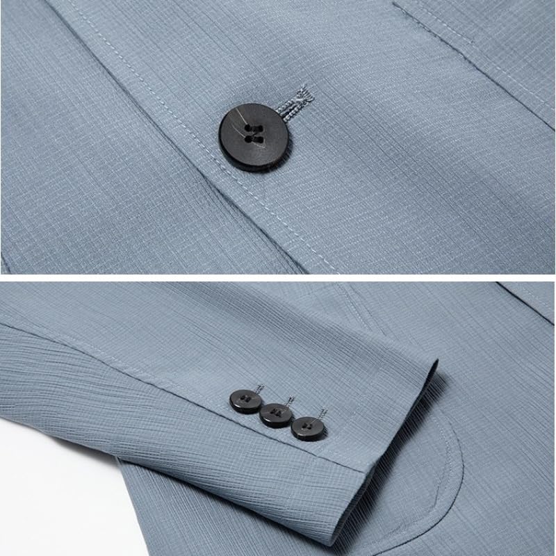 Generico Giacca Uomo Blazer, Blazer da Uomo Leggero Ed Elasticizzato, vestibilità Regolare, Due Bottoni, Sfoderato, Giacca Sportiva Leggera da Lavoro, Giacca Estiva Traspirante, Protettiva dal Sole