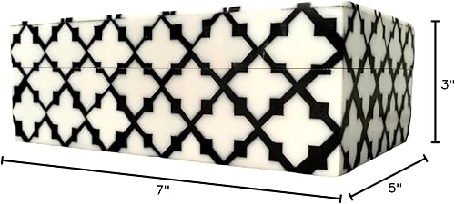Miniatura 8 de Caja decorativa hecha a mano con incrustaciones de hueso de 7 x 5 x 3 pulgadas con diseño floral, caja de almacenamiento multiusos para recuerdos.