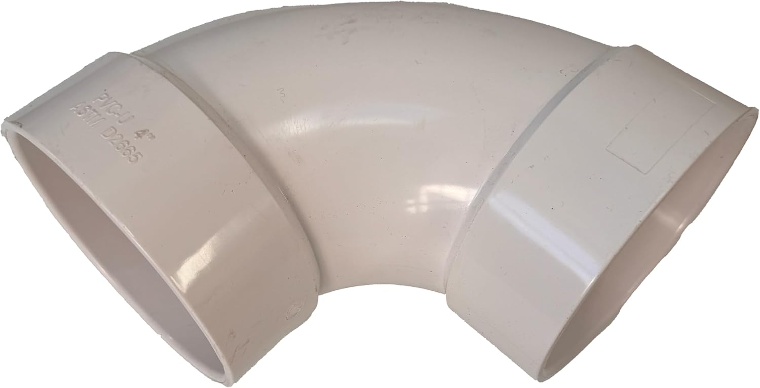 4 inch PVC DWV 10 Pack (Drainage Waste & Vent) 90 Elbow, Hub X Hub Solvent Weld (4" DWV Elbow), Solid Core