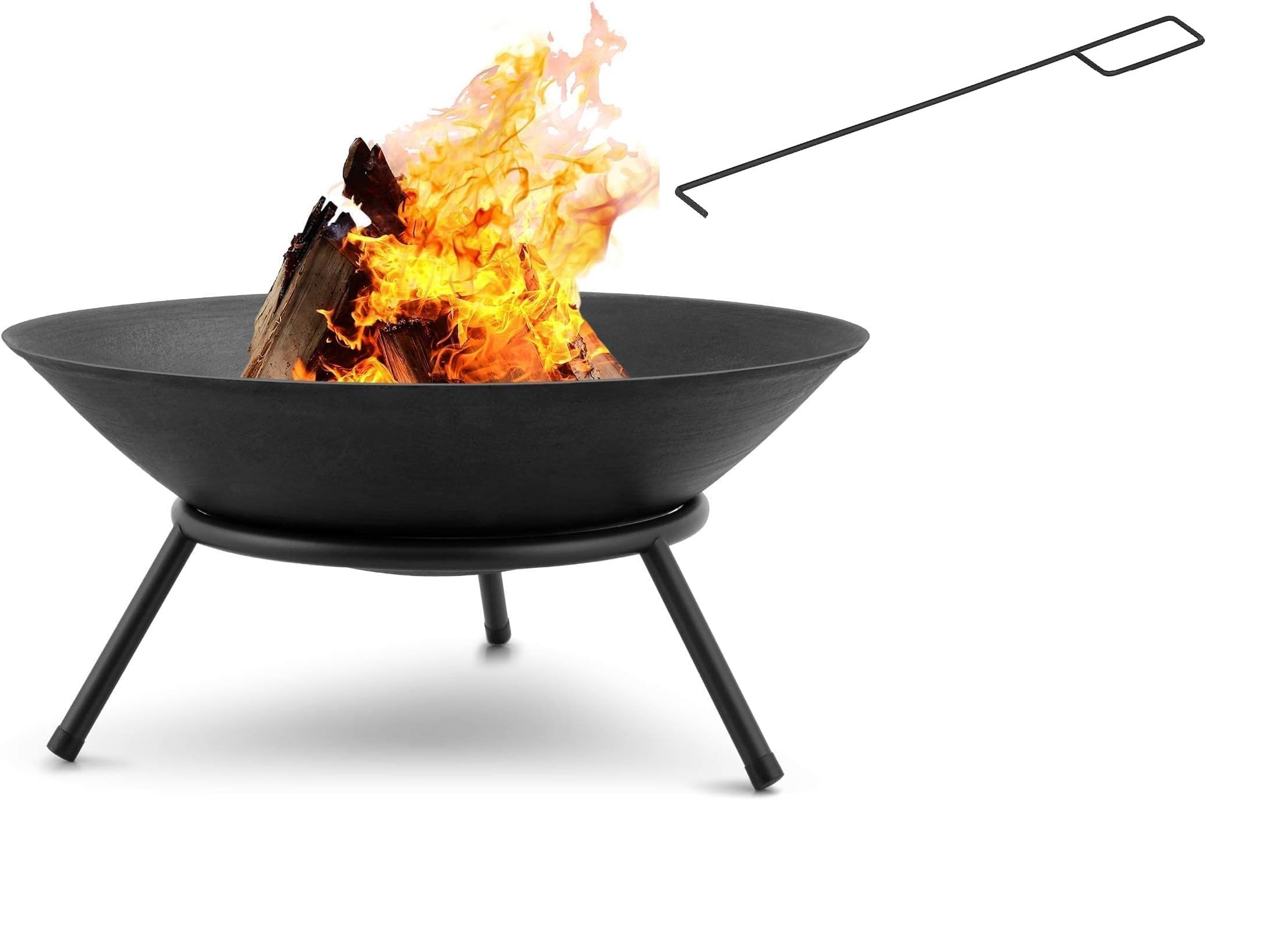 Heater Camping Portable Fire Basket Chimney Log Burning Bowl Cast Iron Fire Pit Bowl with Folding Stand for Outdoor Use-image-9