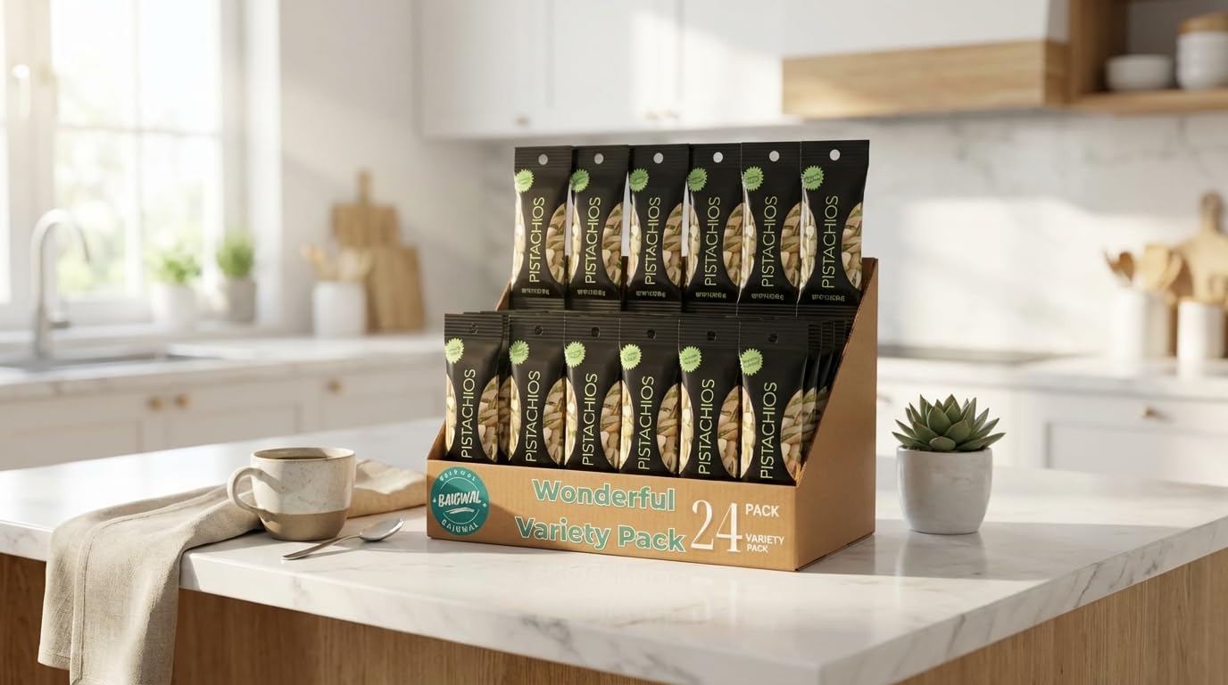 Roasted & Salted Pistachios, 1.5 oz, 24 Count Snack Packs, Get Crackin' Crunchy and Flavorful. A pack by baigwal.